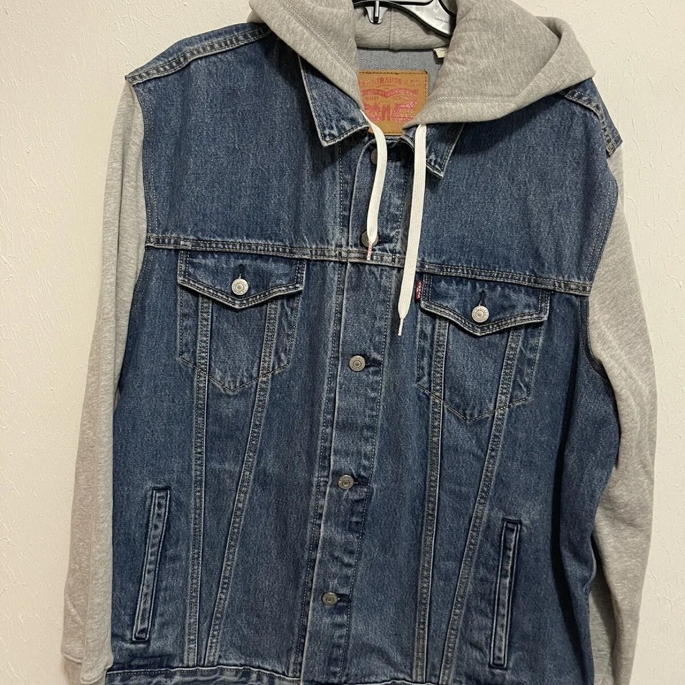 Levi's Hybrid Grey Hoodie Denim Trucker Jacket XXL